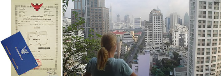 Bangkok from condo apartment and ownership title deed Skyline Bangkok condo ownership document